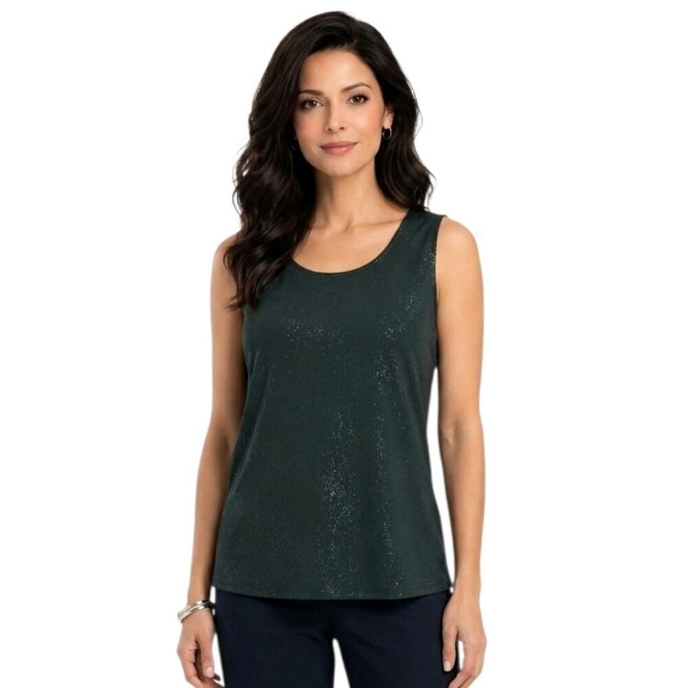 Anttony Original Forest Green Sparkle Sleeveless Top Size M
